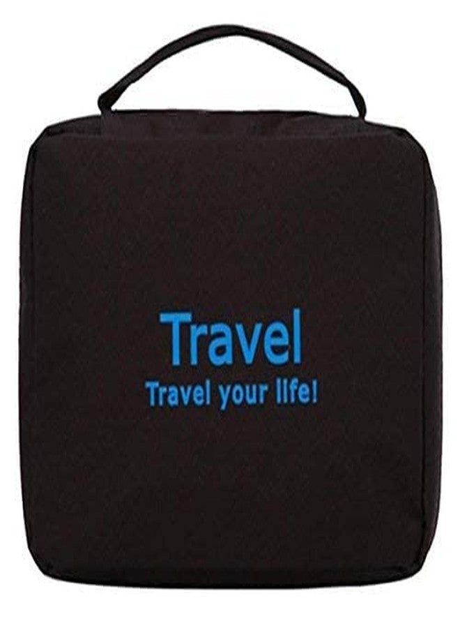 GIANT IMPEX Portable Waterproof Cosmetics Travel Toiletry Bag |Nylon Organizer | Pouch Kit for Men/Women Travel (Black) - Image 1